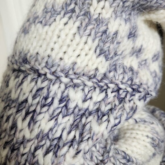 Gap Chunky Sweater Cream Purple Size 4 Fair Isle Wool Blend - Picture 7 of 11